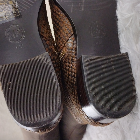 MICHAEL Michael Kors Brown Snakeskin Suede Leather Side Zipper Tall Riding Boot - Picture 11 of 16